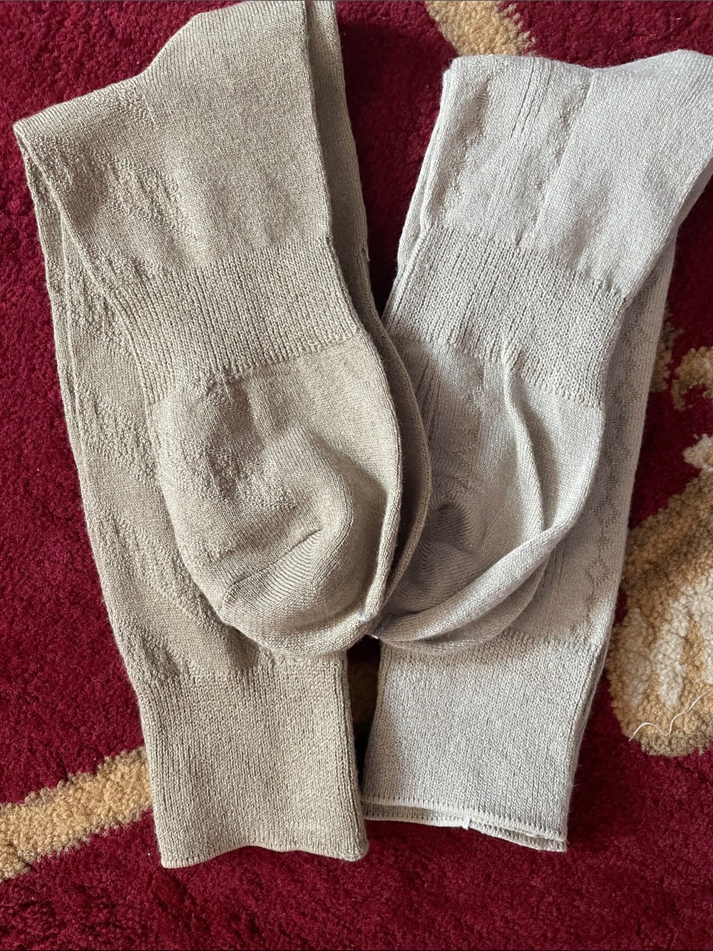 Men's Dress Crew Socks in Light Gray and Beige - Classic Neutral Pair
